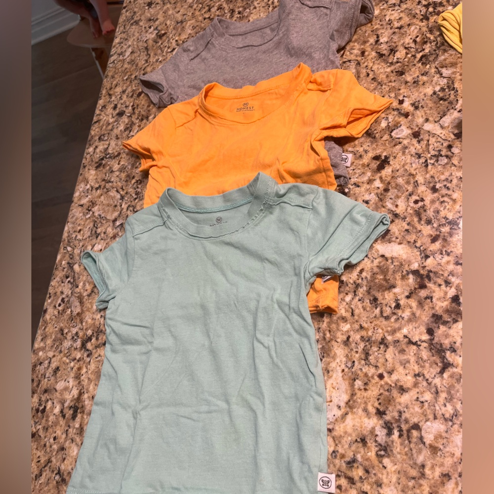 Set of three honest organic cotton t shirts for 12 month old
